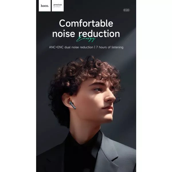 Hoco EQ5 Energy ANC ENC Noise Cancelling True Wireless Bluetooth Headset - Black Hoco EQ5 Energy ANC ENC Noise Cancelling True Wireless Bluetooth Headset - Black